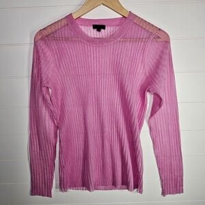 J.Crew Women's Pink Medium Ribbed Long Sleeve Top